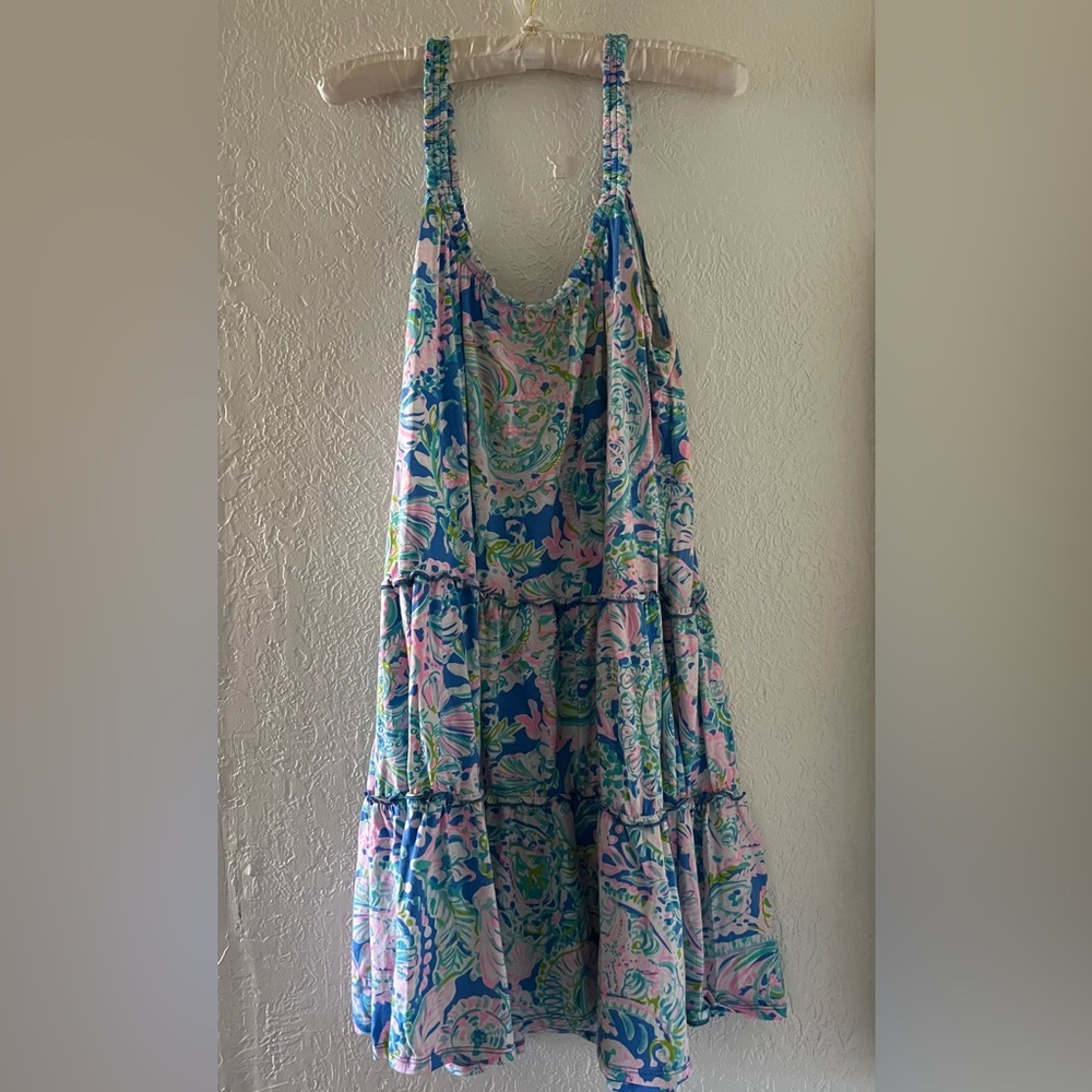 Lilly Pulitzer Loro Ruffle Tiered Dress in Multi Dream Team Size L